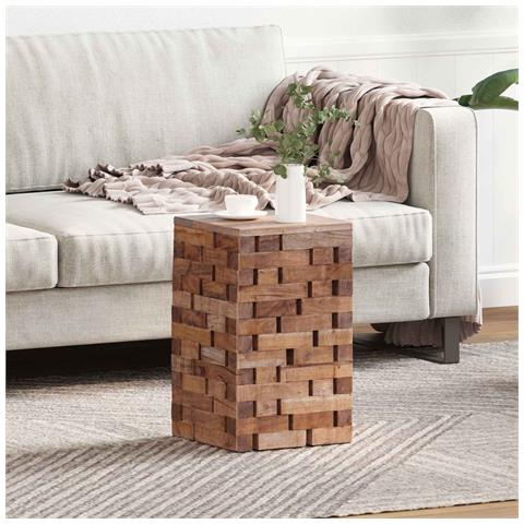 Pouf Naturale 29 x 29 x 48 cm Legno massello di recupero - Foto 2