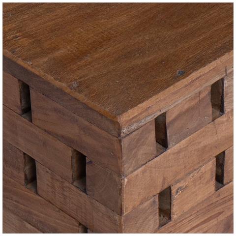 Pouf Naturale 29 x 29 x 48 cm Legno massello di recupero - Foto 9