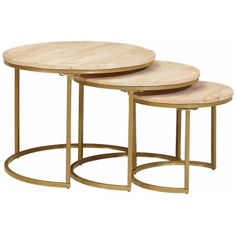 Tavoli da Caffè Nido 3 pcs Legno massello di mango e acciaio - Foto 2