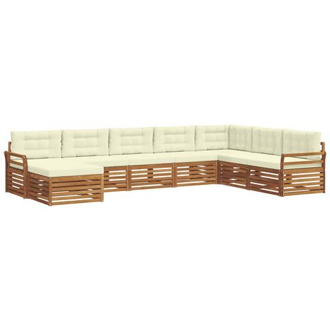 Set divani 8 pcs Naturale e Crema Legno di Acacia Massello - Foto 1