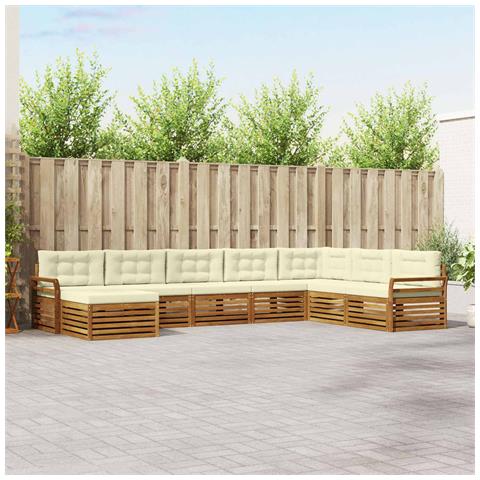 Set divani 8 pcs Naturale e Crema Legno di Acacia Massello - Foto 2