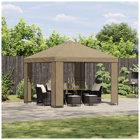 Gazebo 3 x 3 m Beige Poliestere e Acciaio 190 gsm - Foto 2