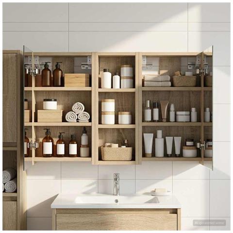 Set di Armadi da Bagno con lo scaffale 3 pcs 80 x 10,5 x 50 cm - Foto 2