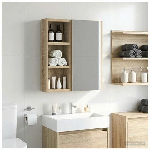 Armadio da bagno a muro Rovere Sonoma 20 x 10 x 50 cm - Foto 2