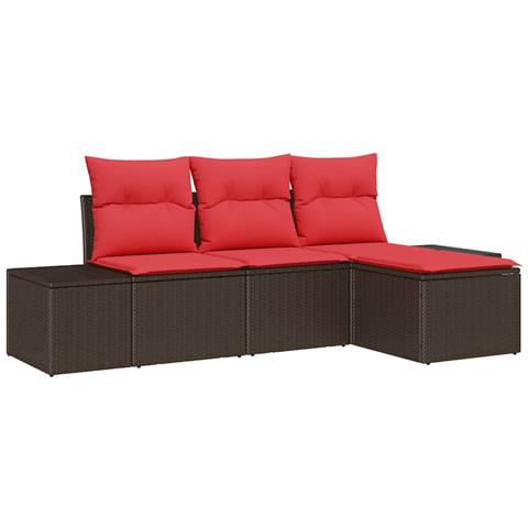 Set di divani con cuscino 4 pcs Marrone Rattan in Polipropilene - Foto 1