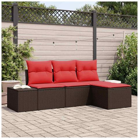 Set di divani con cuscino 4 pcs Marrone Rattan in Polipropilene - Foto 2