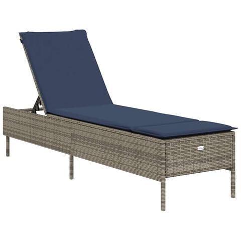 Lettino prendisole con Cuscino in Polyrattan Grigio - Foto 1