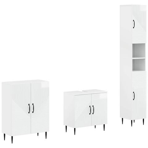 Set di armadietti da bagno in 3 pezzi HAARLEM Bianco Lucido - Foto 1