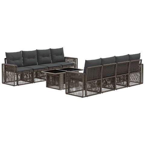 Set Divano da Giardino 9 pz Grigio e Grigio Scuro polyrattan - Foto 1