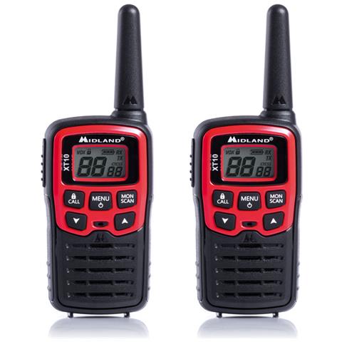 Kit 2 Pezzi Ricetrasmettitore Palmare XT10 con Display LCD 16 Canali 38 Toni Funzioni VOX/ CALL/ SCAN/ Blocco Tastiera e Side Tone Colore Nero/Rosso - Foto 2