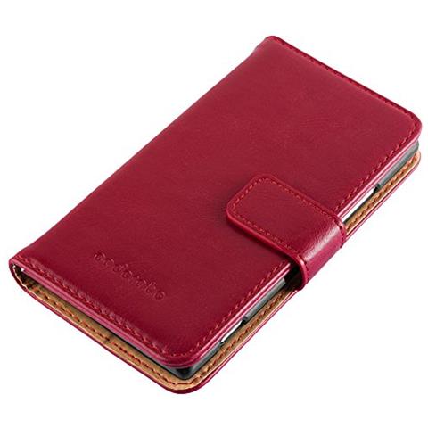 Custodia Compatibile Con Nokia Lumia 925 In Rosso Vinaccia - Coperchio Protettiva Con Chiusura Magnetica, Funzione Stand E Tasca Per Le Carte - Foto 2