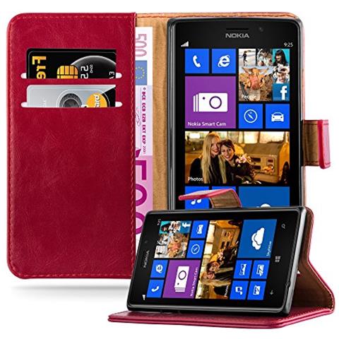 Custodia Compatibile Con Nokia Lumia 925 In Rosso Vinaccia - Coperchio Protettiva Con Chiusura Magnetica, Funzione Stand E Tasca Per Le Carte - Foto 1