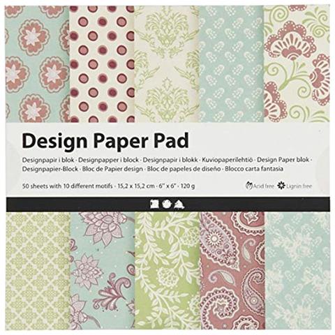 Blocco Carta Fantasia, Foglio 15,2x15,2 Cm, 120 G, Mintgrøn, Viola, 50fgl. - Foto 1