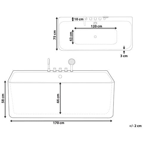 Vasca Da Bagno Bianca Freestanding Rettangolare 170 Cm Quatre - Foto 13