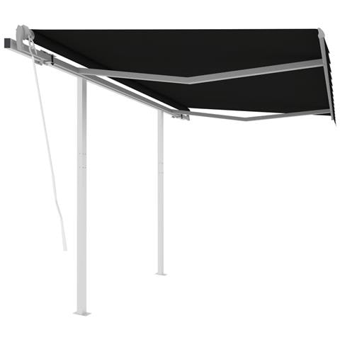Tenda da Sole Retrattile Automatica con Pali 3,5x2,5m Antracite - Foto 1