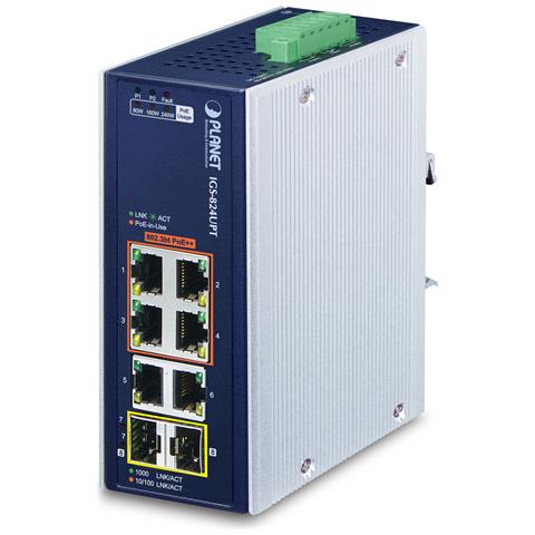 IP30 Industrial 4-Port Non gestito Gigabit Ethernet (10/100/1000) Supporto Power over Ethernet (PoE) Blu, Bianco - Foto 1