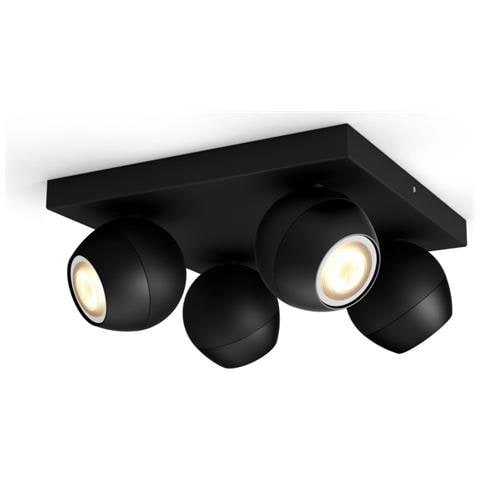 Lampada Da Soffitto White Ambiance Quattro Faretti Gu10 Hue Buckram Nero 103x240x240 Mm Metallo - Foto 1