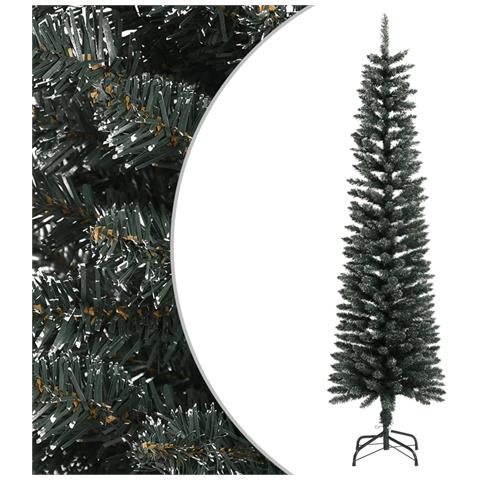 Albero Di Natale Artificiale Sottile Con Base Verde 180 Cm Pvc - Foto 1