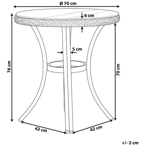 Tavolino Da Giardino Ø 70 Cm Motivo Bianco E Nero Rifreddo - Foto 2