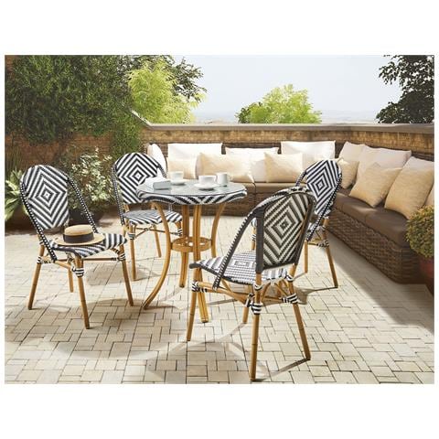 Tavolino Da Giardino Ø 70 Cm Motivo Bianco E Nero Rifreddo - Foto 1