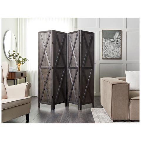 Paravento 4 Pannelli Legno Nero 170 X 163 Cm Ridanna - Foto 1