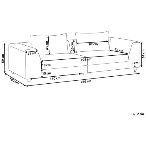 Divano 3 Posti Lermon Tessuto Grigio Chiaro - Foto 2