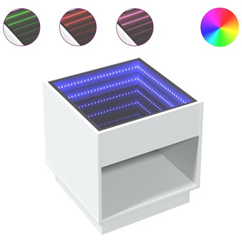 Tavolino Da Salotto Con Led Infinity Bianco 50x50x50 Cm - Foto 2
