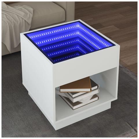Tavolino Da Salotto Con Led Infinity Bianco 50x50x50 Cm - Foto 1