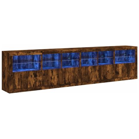 Credenza Con Luci Led Rovere Fumo 283x37x67 Cm - Foto 1