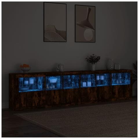 Credenza Con Luci Led Rovere Fumo 283x37x67 Cm - Foto 2