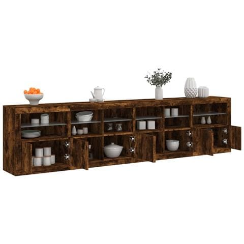 Credenza Con Luci Led Rovere Fumo 283x37x67 Cm - Foto 8