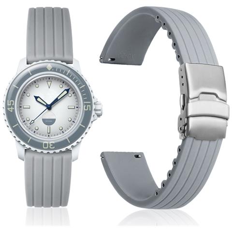 Sostituzione Cinturino Orologio In Silicone Per Blancpain X Swatch Grey - Foto 2