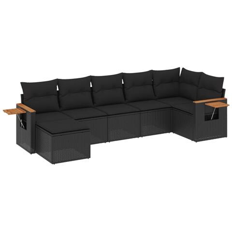 Set Divani Da Giardino Con Cuscini 7pz Nero Polyrattan - Foto 2