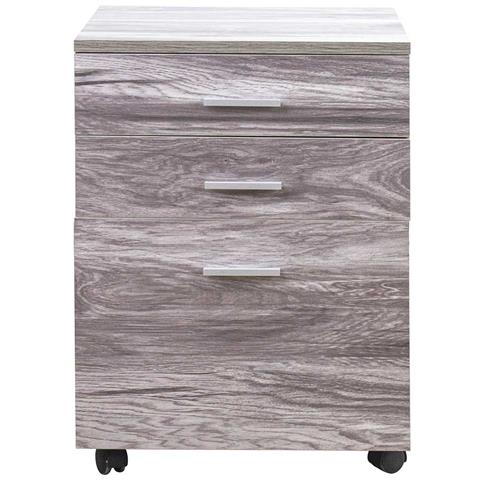 Cassettiera Scrivania Ufficio Legno MDF Mobiletto Stampante 3 Cassetti Grigio - Foto 2