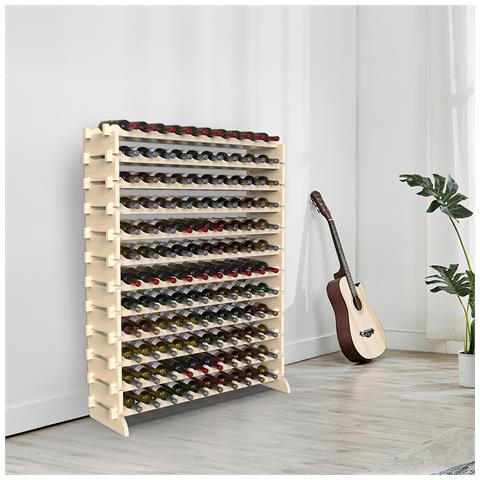 Cantinetta Portavino In Legno Naturale 120 Scomparti Vinobar Portabottiglie - Foto 4