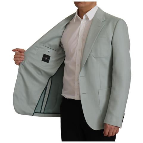 Blazer In Seta Cashmere Verde Chiaro - It48 - M - Foto 2