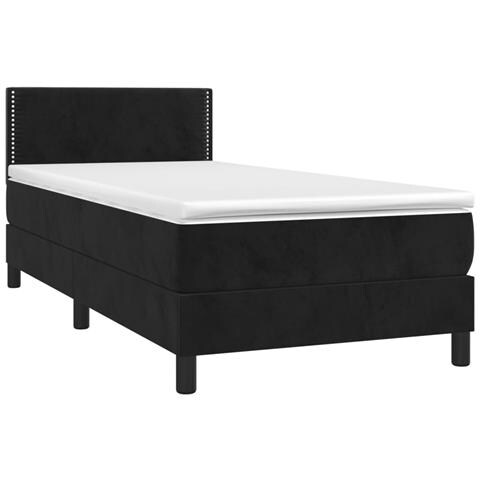 Letto a Molle con Materasso e LED Nero 90x190 cm in Velluto - Foto 2