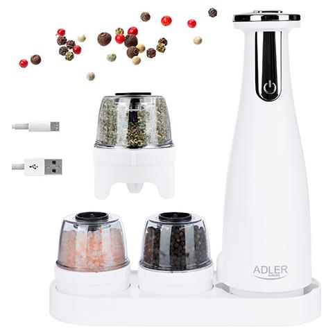 AD 4449W macina sale e pepe Set macina sale e pepe Acciaio, Bianco - Foto 12