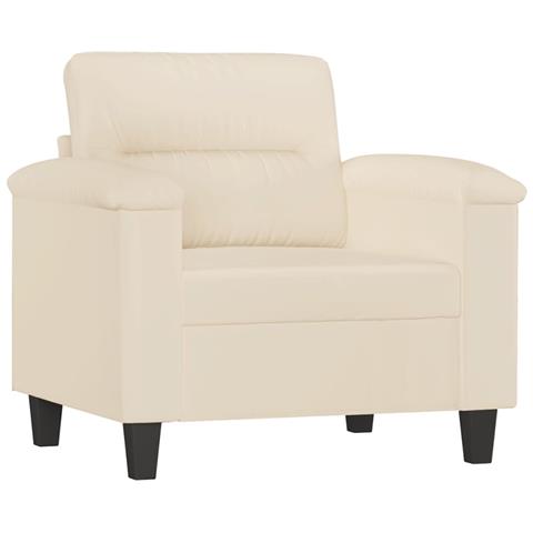 Poltrona Beige 60 Cm In Tessuto Di Microfibra - Foto 2
