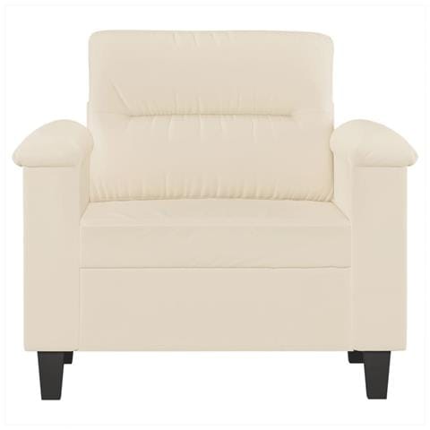 Poltrona Beige 60 Cm In Tessuto Di Microfibra - Foto 3