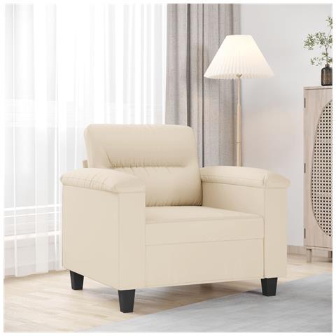 Poltrona Beige 60 Cm In Tessuto Di Microfibra - Foto 1