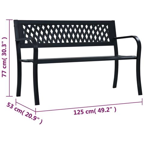 Panchina Da Giardino 125 Cm Nera In Acciaio - Foto 8