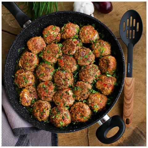 Padella In Alluminio Con Ottimo Rivestimento Antiaderente, Senza Coperchio, Anche Per Induzione, Grigio, 32 Cm - Foto 2