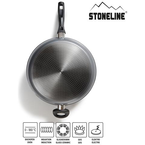 Padella In Alluminio Con Ottimo Rivestimento Antiaderente, Senza Coperchio, Anche Per Induzione, Grigio, 32 Cm - Foto 4