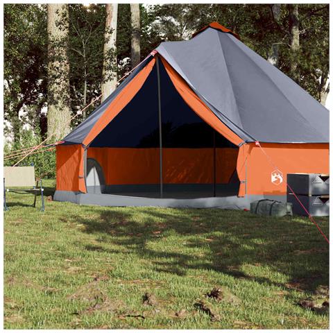 Tenda Familiare Tipi 8 Persone Grigia e Arancione Impermeabile - Foto 2