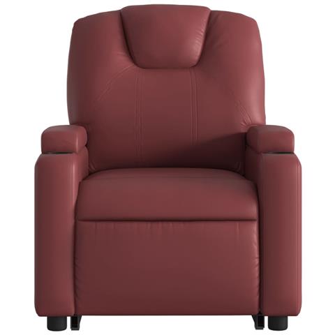 Poltrona Alzapersone Massaggi Reclinabile Rosso Vino Similpelle - Foto 9
