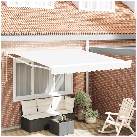 Ombrellone Retrattile Manuale Bianco 300x250 cm, Tessuto di Ricambio per Ombrellone  per Telaio 3x2,5 m Bianco - Foto 2