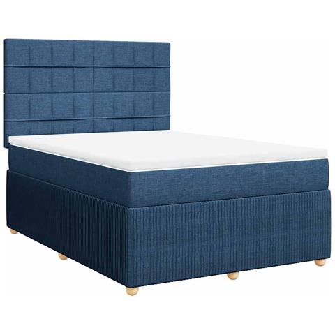 Giroletto a Molle con Materasso Blu 140x190 cm in Tessuto - Foto 1