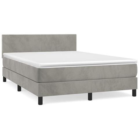 Giroletto a Molle con Materasso Grigio Chiaro 140x200cm Velluto - Foto 1