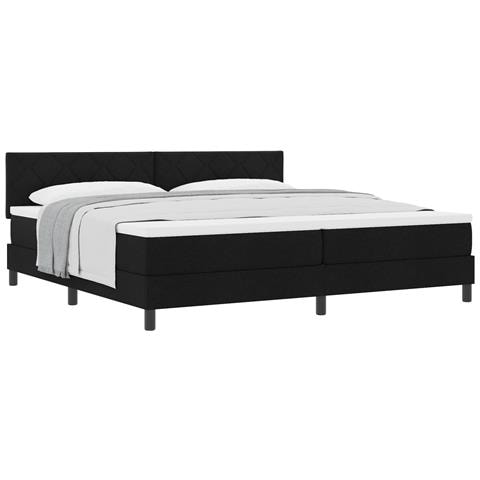Letto con Rete a Molle Nero 200x200 cm Tessuto - Foto 1